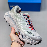 HOKA ONE Mafate Speed2 馬法特2輕便透氣跑鞋耐磨防滑增高運動鞋 灰藍尺碼偏小拍大一碼 36