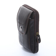 COOSKIN真皮手機腰包男士穿皮帶6-6.5吋豎款腰掛手機包牛皮拉鏈搭扣中年