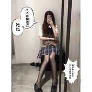amber heey純欲黑絲jk制服夏裙正套裝全套甜美格裙學院風半身裙學姐百褶裙女 瀧的島海+短袖襯衫+蝴蝶結(jié)+黑絲 M