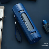 魚(yú)魚(yú)的語(yǔ) 大容量玻璃杯男女便攜防摔隨手水杯子商務(wù)雙層隔熱茶水分離杯 藍色 1ml 600毫升