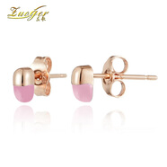 酷炫萌物左歌Zuoger百搭膠囊耳釘 櫻花粉 天青藍 莫蘭迪 雅灰通勤商務(wù)休閑 櫻花粉琺瑯彩 925銀鍍玫瑰金