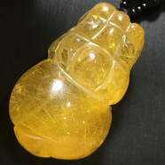 金發(fā)晶綠幽靈鈦晶貔貅吊墜 水晶飾品 男女款 一圖一物 桔色