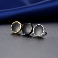 GE 999足銀耳釘男士耳環(huán)黑色單只潮人女單只長(cháng)城圖雕潮男網(wǎng)紅復古耳飾情人節禮物 足銀耳釘金銀色混搭 6MM規格