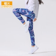橙火兒童速干褲女童鯊魚(yú)瑜伽褲運(yùn)動(dòng)跑步褲女孩外穿打底褲春秋季芭比褲 藍(lán)紫色 130碼身高121-130cm 40-50斤