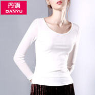 丹語網(wǎng)紗打底衫女內搭長袖t恤歐洲站早秋新款時尚大圓領緊身上衣 白色 XL