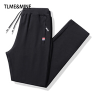 TLME & MINE輕奢高端品牌 休閑運動(dòng)褲子男夏春秋冬季新款直筒寬松加大碼束腳 黑色直筒 春秋 常規 2XL （建議130-145斤）