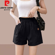 皮爾卡丹（pierre cardin）純|棉寬松運(yùn)動(dòng)短褲女2025夏季新款氣質(zhì)高檔次|ns風(fēng)熱褲純色休閑褲 黑色 3XL 【建議140-155斤】