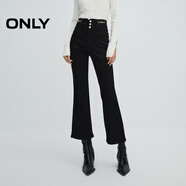 ONLY秋季萊卡高腰顯瘦喇叭褲九分褲牛仔褲女|124449013 J19 黑牛仔 S (160) 64A