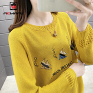 AEMAPE針織衫女裝2026春秋季韓版時(shí)尚毛衣女休閑寬松薄款鏤空圓領(lǐng) 紫色 S _建議85-95斤