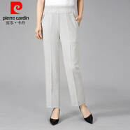 皮爾卡丹（pierre cardin）2025夏季薄款棉麻女士褲子中年老年女褲高腰褲寬松松緊腰休閑九分 透氣棉麻米白色一條裝 2XL 110-125斤