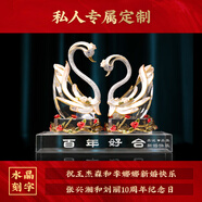 碧琉璃 創(chuàng)意水晶天鵝擺件客廳臥室裝飾品新婚結(jié)婚禮物送新人高奢實(shí)用 大號(hào)百年好合天鵝刻字專拍（內(nèi)容聯(lián)系客服）