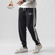 稻草人運動(dòng)褲男春秋款彈力寬松大碼休閑褲小腳衛褲男跑步褲子 黑色(常規款)WK016-212 XL (建議145-155斤)