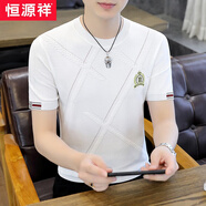恒源祥2024新品針織短袖T恤男款夏季修身休閑冰絲圓領(lǐng)休閑體恤潮流 374白色 XL【135-150斤】