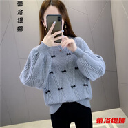 毛衣女寬松慵懶風(fēng)圓領(lǐng)套頭針織打底衫高腰女士短款毛衣女年新款時尚小個子打底衫女秋冬季洋氣 灰色 XL 建議115-125斤