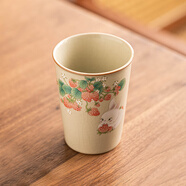 極素汝窯草莓兔主人杯單杯女士個(gè)人專(zhuān)用茶杯隨手杯大容量中式品茗杯子 御黃隨手可樂(lè )杯_草莓兔簡(jiǎn)裝 250ml 250ml