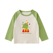 棉花堂童裝兒童針織圓領(lǐng)t2024秋季新款卡通長(cháng)袖小童寶休閑洋氣T打底衫x 系列2草綠 100cm