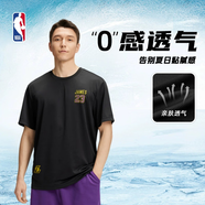 NBA官方夏季男女情侶哈利伯頓運(yùn)動(dòng)t恤戶外寬松短袖速干衣籃球服上衣 詹姆斯/速干T恤（黑色） M