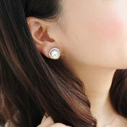 戎夏高檔仿珍珠無(wú)耳洞金色鑲鉆大珍珠無(wú)痛耳夾女夾式假耳釘韓國飾品 無(wú)耳洞耳夾（金底白珠）