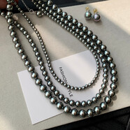 QUAMER真多麻施家灰色小米仿珍珠項(xiàng)鏈女倪妮同款黑色毛 注施家珍珠為人造珍珠天花板非天