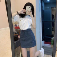 樂芬蘭連衣裙2024年夏季新款女裝韓版小個(gè)子穿搭兩件套套裝裙小香風(fēng)短裙 白色上衣+牛仔半身裙 L