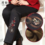 清韻語(yǔ)老年人棉褲女冬加絨加厚冬季外穿老太太保暖褲媽媽裝高腰奶奶褲子 福字繡 XL(建議90-110斤)