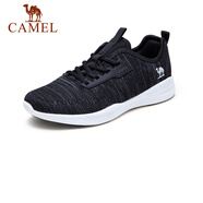 駱駝（CAMEL）男鞋 春夏時尚輕質(zhì)系帶網(wǎng)布運(yùn)動休閑跑鞋 A812363600 黑/白 38