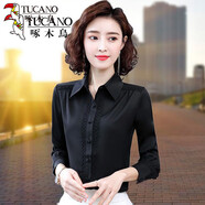 啄木鳥襯衫女襯衣女2025 雪紡長袖年春秋裝新款氣質(zhì)洋氣 LYJ_8101_黑色-43# XL _【建議115-125斤】