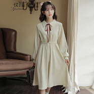儀纖文藝小清新長(cháng)袖連衣裙女小個(gè)子2024秋冬新款學(xué)院風(fēng)減齡少女裙1147 紅色領(lǐng)結 S