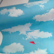 酌秀墻紙壁紙自粘宿舍墻紙翻新客廳墻壁裝飾防水防潮電視背景墻裝飾 藍天白云 45厘米寬