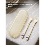LECHIN新生嬰兒硅膠勺喂養勺寶寶喂水喂米粉小勺子兒童輔食餐具 硅膠喂養勺*2【收納盒】