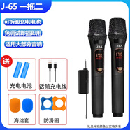 JBA音響充電話筒K歌高保真無線麥克風(fēng)一拖二家庭KTV唱歌舞臺演講音響會議音箱話筒 升級款J-65【一拖二】