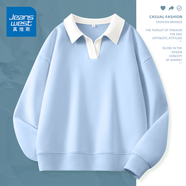 真維斯（JEANSWEST）衛(wèi)衣女春秋季女裝polo衫2025新款外套上衣服小個(gè)子休閑韓版上衣服 天藍(lán) 純色 L