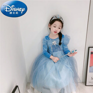 迪士尼（Disney）公主裙冰雪奇緣2艾莎愛莎公主裙春秋裙子新款夏天女童夏季連衣裙 長款  100
