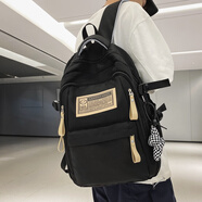 米諾婭書(shū)包女韓版高中生日系初中生大容量減負雙肩包男港風(fēng)大學(xué)生背包 大號純黑色