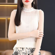 LGXP打底衫內(nèi)搭蕾絲吊帶背心女寬松洋氣花邊半高領(lǐng)夏季無(wú)袖針織衫 B856#白色 L 【建議105-120斤】