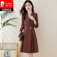 皮爾卡丹春秋款西裝連衣裙女2025新款正式場(chǎng)合女裝氣質(zhì)感顯瘦長(cháng)袖裙子針織 磚紅色 XL (建議115-125斤)