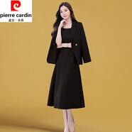 皮爾卡丹（pierre cardin）女裝西裝套裝職場女神范春秋季新款時(shí)尚御姐兩件套套裝連衣裙顯瘦 黑色 XL/170