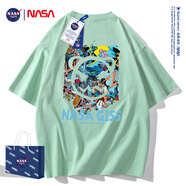 NASA GISSNASA官網(wǎng)聯(lián)名短袖t恤男國潮China故宮半袖純棉新款夏季寬松男裝 NA8099淺綠色 M  建議110-130斤