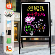 AUCS 60*80cm電子熒光板廣告板一體支架LED廣告牌宣傳展示板發(fā)光黑板插電/白板擺攤夜光商鋪店門口商用