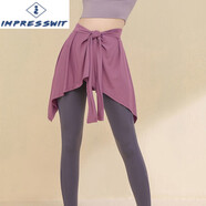IMPRESSWIT運動(dòng)瑜伽遮臀裙遮擋裙夏季跑步健身防走光一片式不規則遮臀圍裙 紫色健身半身裙 均碼體重85-160斤均可穿