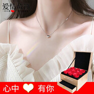 【配銀飾證書】愛(ài)情故飾 小蠻腰S925銀項(xiàng)鏈女玫瑰金鎖骨鏈套鏈時(shí)尚飾品學(xué)生送女友情人生日禮物 XL026小蠻腰白金色項(xiàng)鏈+永生花禮盒