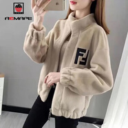 AEMAPE外套女2025春秋冬季新款時(shí)尚氣質(zhì)百搭皮毛一體女士短外套女上衣 0045ZP淺咖色_【皮毛一體】 M _【建議95-105斤】