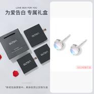 GLTEN925純銀月光石鑲嵌耳釘養(yǎng)耳洞小巧精致耳環(huán)氣質(zhì)睡覺免摘耳飾 白金【月光耳釘】925銀+品牌禮盒