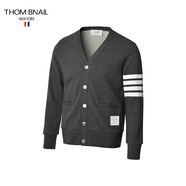 THOM BNAIL TB四道杠針織開衫男新款男士四條杠外套上衣情侶學生時尚潮流可外穿外套男上衣 口袋款深灰色 3碼/XL
