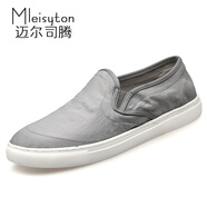邁爾司騰（Mleisyton）老北京透氣帆布鞋男鞋休閑鞋懶人一腳蹬男士秋季黑色運動板鞋 灰色 38