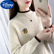 迪士尼（Disney）女大童毛衣冬裝13歲少女孩韓版半高領(lǐng)15初中生針織10打底衫上衣12 杏色 M【建議90-105斤】