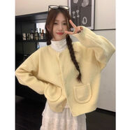 伊琦蕾甜美新款韓系長(cháng)袖蛋糕針織毛衣開(kāi)衫2025蕾絲半身裙女秋季時(shí)尚套裝 黃色開(kāi)衫 S