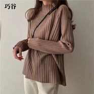 巧谷休閑慵懶風寬松高領軟糯毛衣女秋冬配大衣內搭外穿加厚針織打底衫 燕麥色[專柜品質] 2XL 建議125-135斤