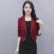 尤柯鳥（yoekbird）小西裝短外套女春秋2025新款洋氣時尚百搭小個子短款西服外搭上衣 酒紅色外套【單層】 XL【建議100-115】