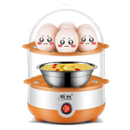 領(lǐng)銳 煮蛋器蒸蛋器自動斷電迷你家用蒸蛋羹煮雞蛋器早餐煮蛋機小型神器 橙色-雙層（帶碗） 雙層